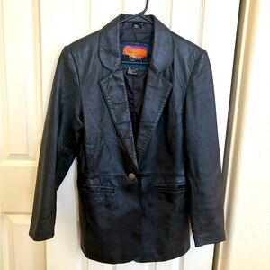 Chadwicks Black leather Blazer Jacket